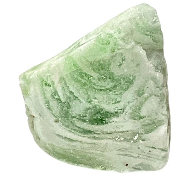 Mint Green White Frosty Swirl Art Glass Cullet Glowing Manganese Slag #5GX15 - Picture 8 of 9